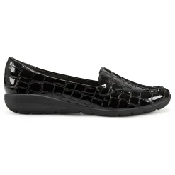 Best Easy Spirit Abide Croco Print Casual Flats BlackCrocoPatent