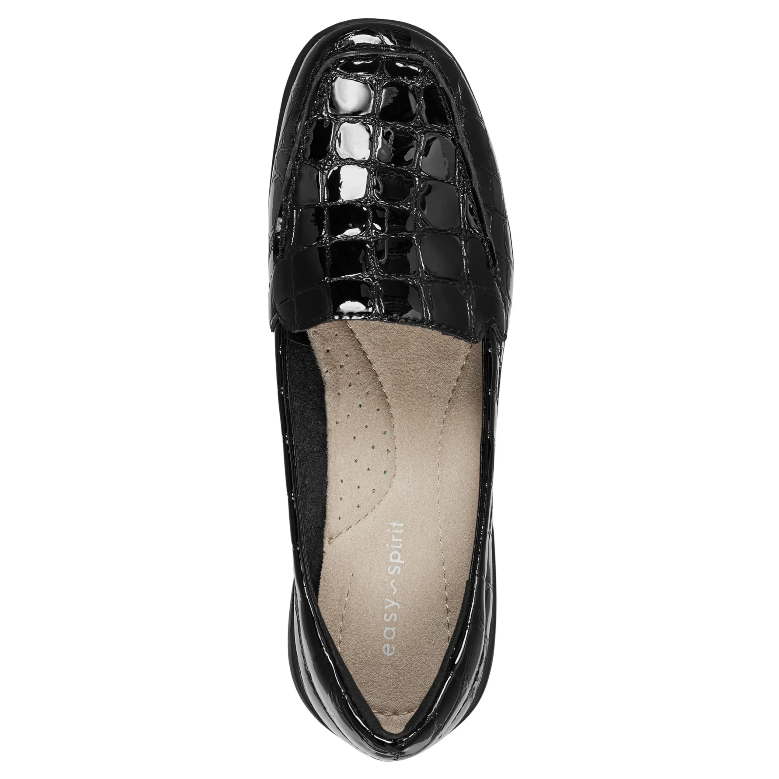 Best Easy Spirit Abide Croco Print Casual Flats BlackCrocoPatent