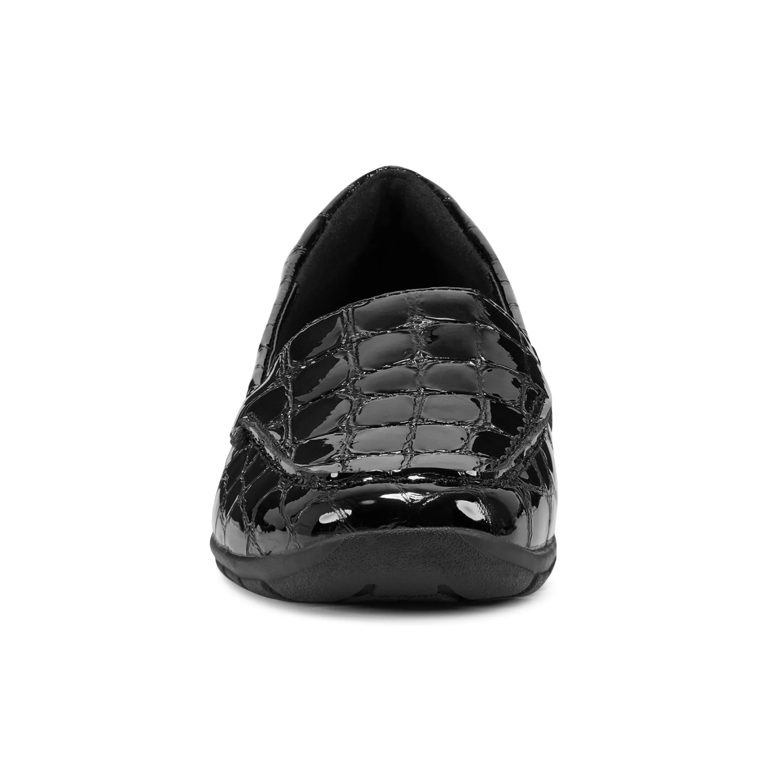 Best Easy Spirit Abide Croco Print Casual Flats BlackCrocoPatent