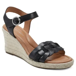 Best Easy Spirit Aisha Espadrille Wedge Sandals Black