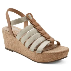 Hot Easy Spirit Avinna Platform Wedge Sandals Gold/Natural