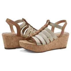 Hot Easy Spirit Avinna Platform Wedge Sandals Gold/Natural