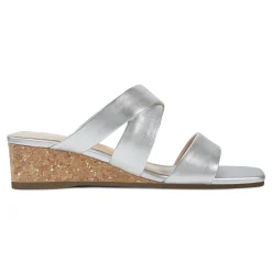 Easy Spirit Becky Wedge Sandals SilverLeather