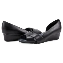 Best Easy Spirit Bernie Dress Wedges BlackLeather