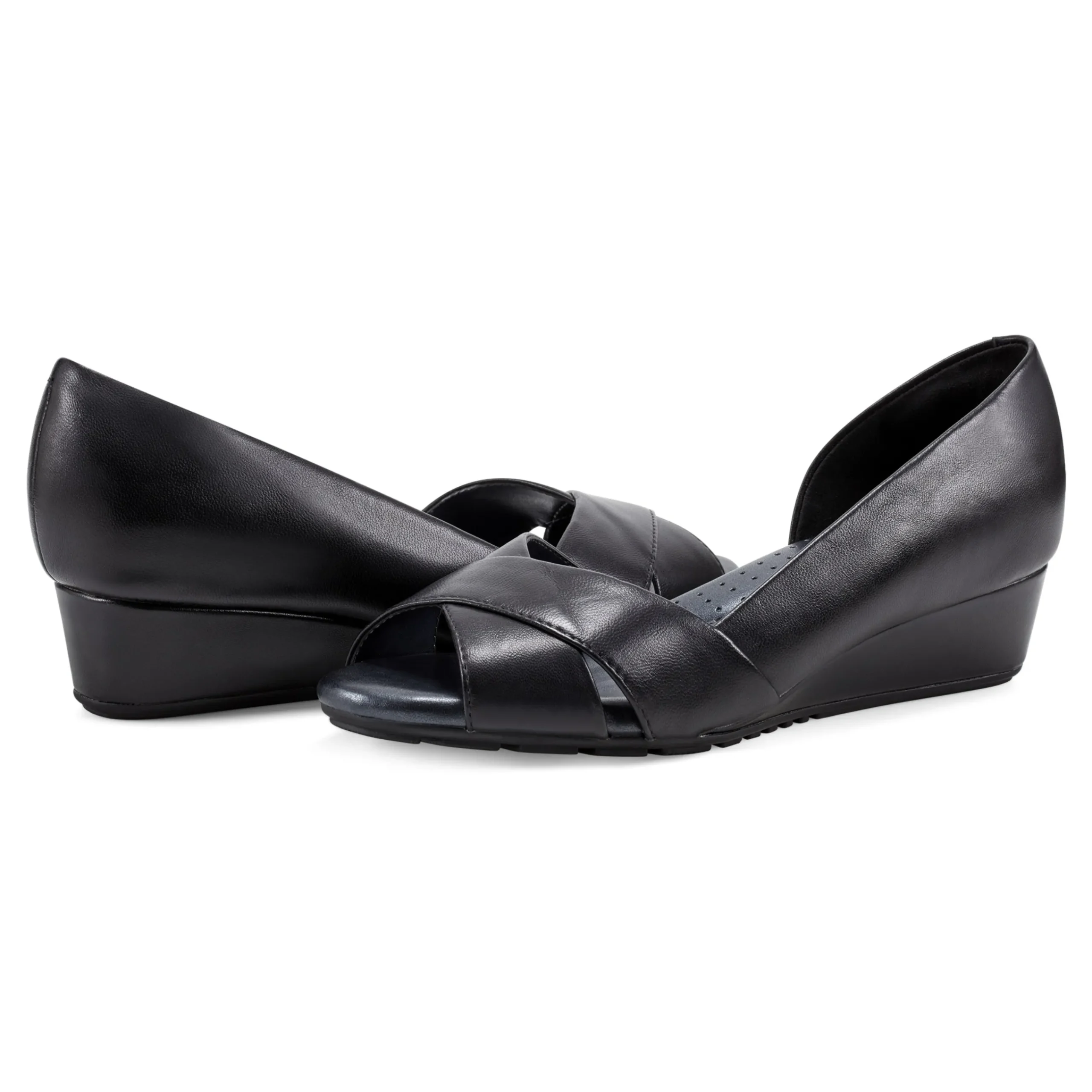 Best Easy Spirit Bernie Dress Wedges BlackLeather