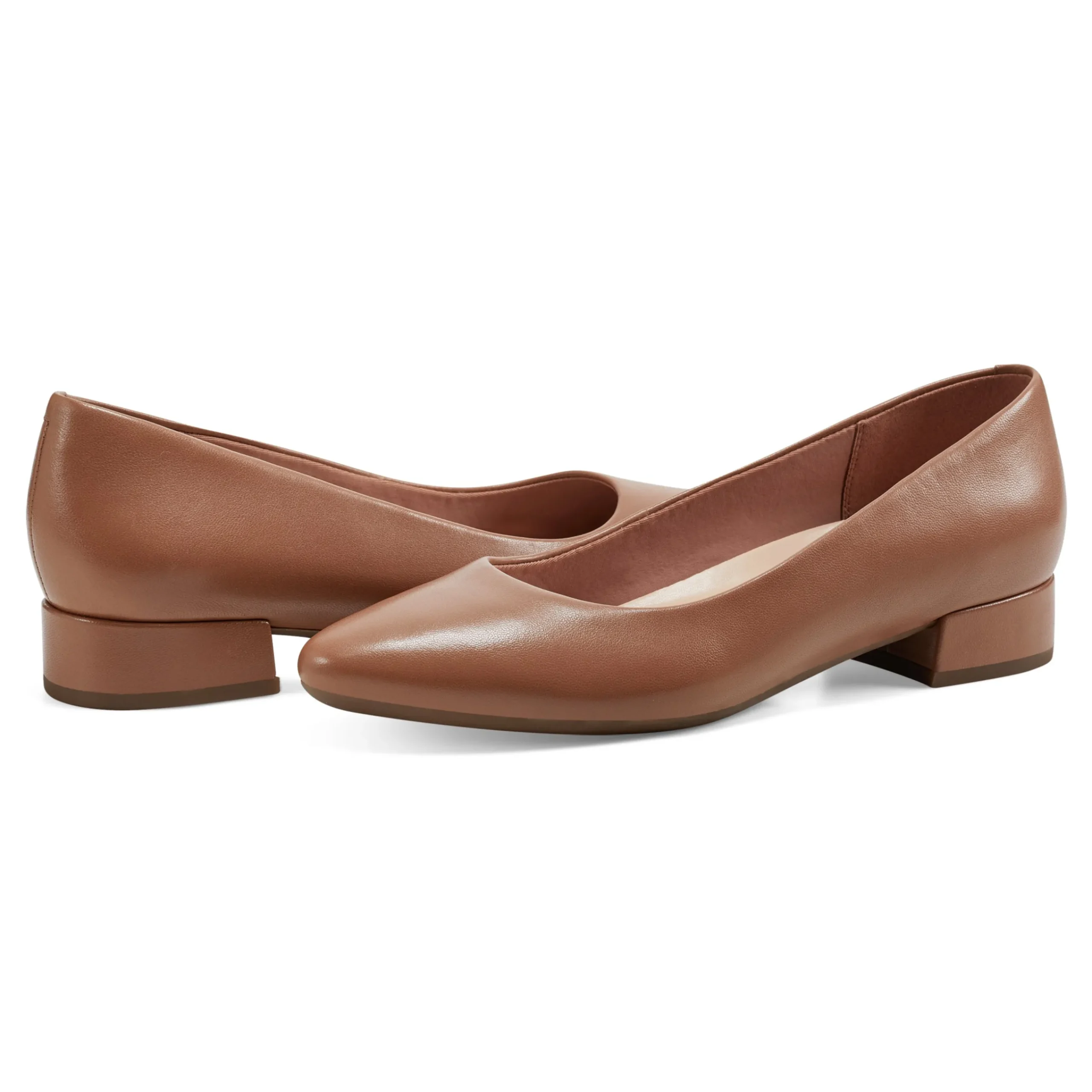 Best Easy Spirit Caldise Low Heel Dress Shoes BrownLeather