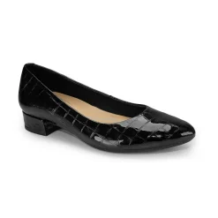 Clearance Easy Spirit Caldise Low Heel Dress Shoes BlackCrocoPatent