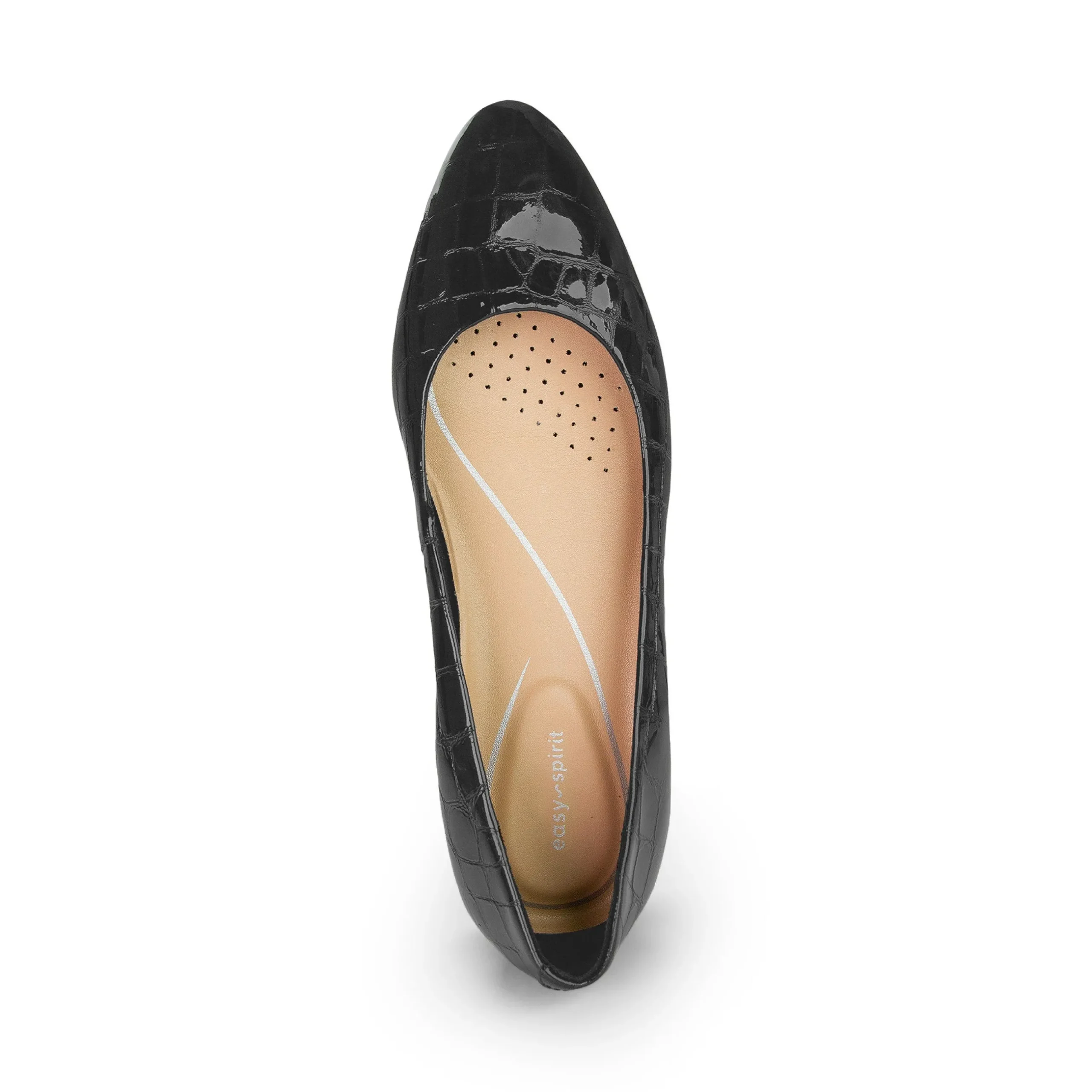 Clearance Easy Spirit Caldise Low Heel Dress Shoes BlackCrocoPatent