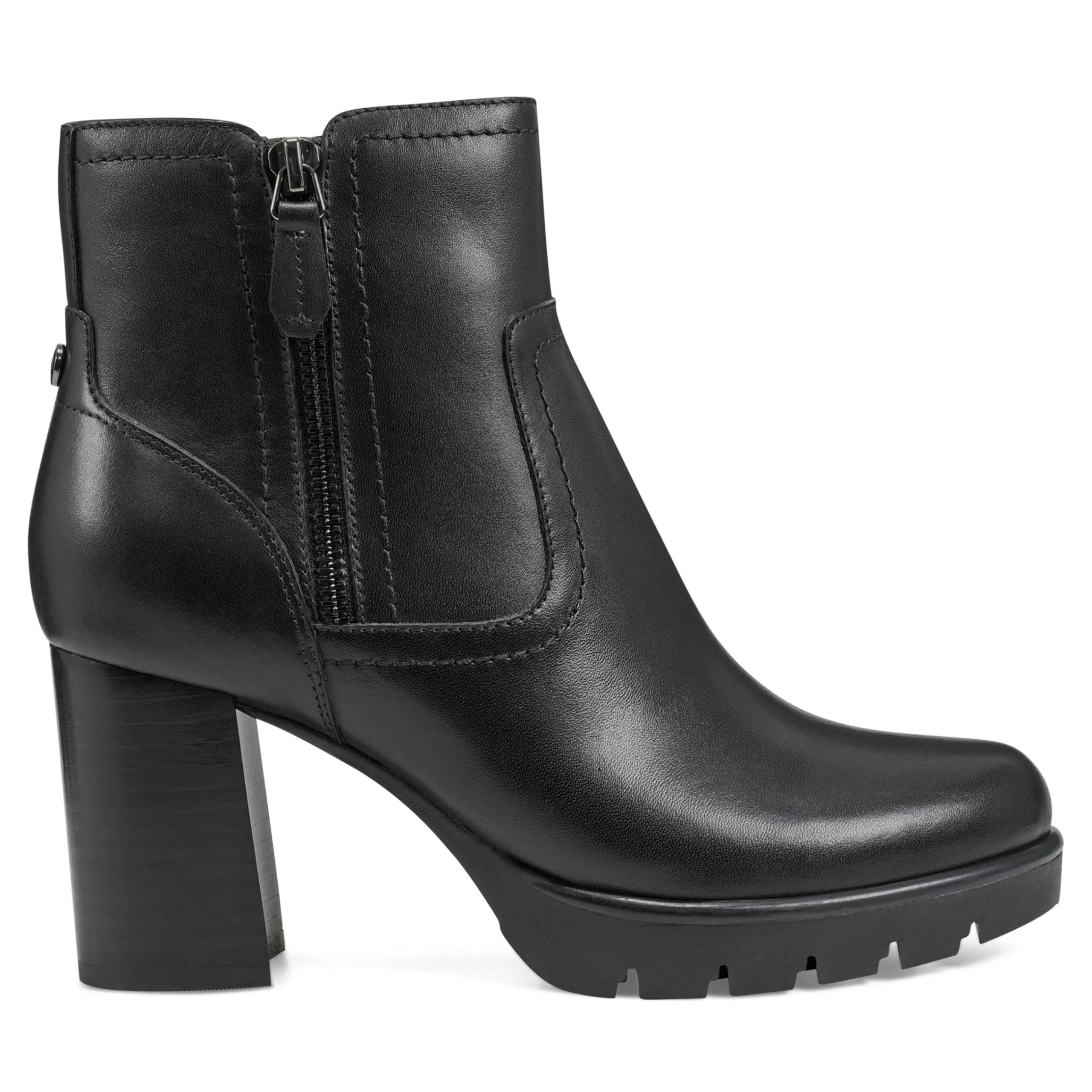 New Easy Spirit Camber Lug Sole Dress Booties BlackLeather