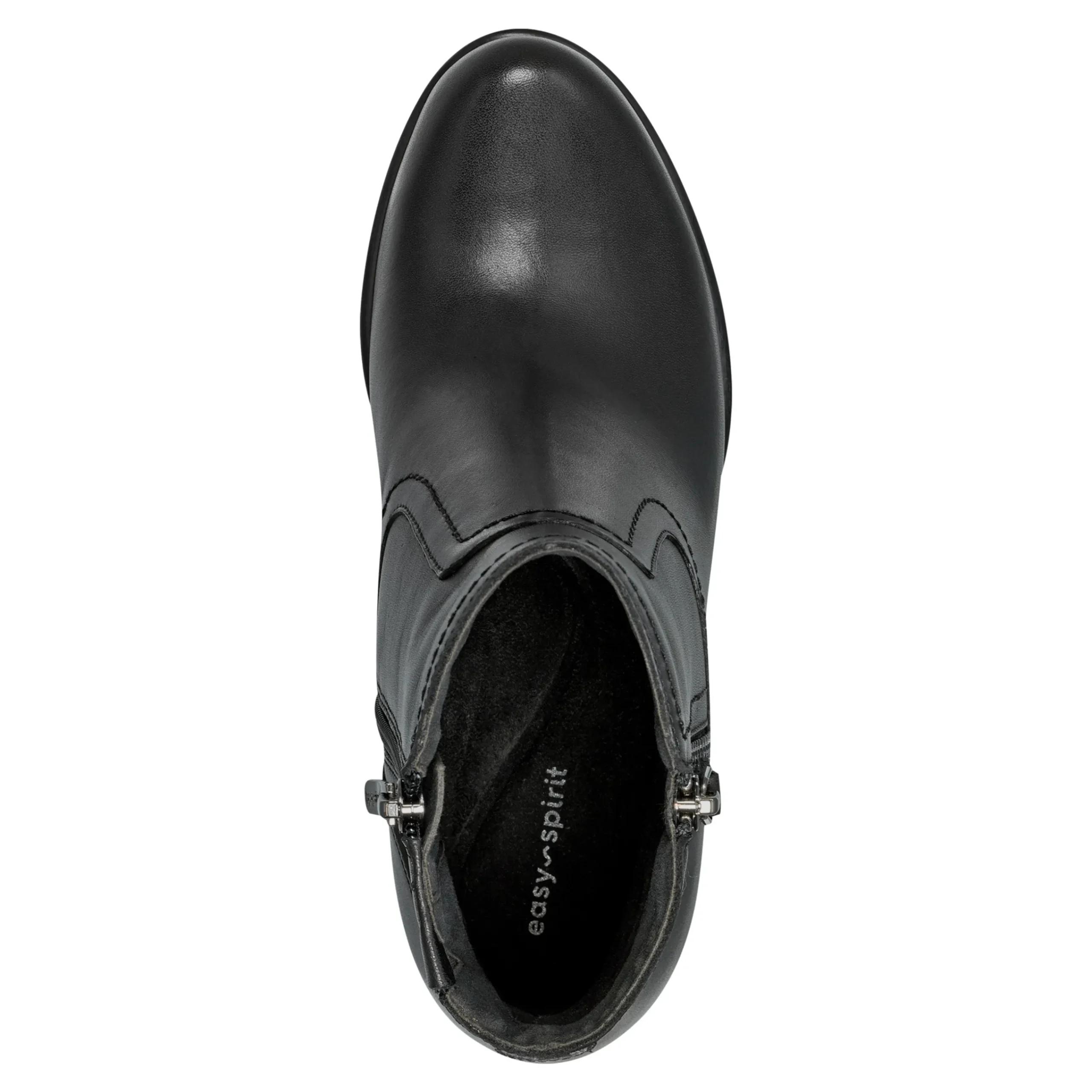New Easy Spirit Camber Lug Sole Dress Booties BlackLeather