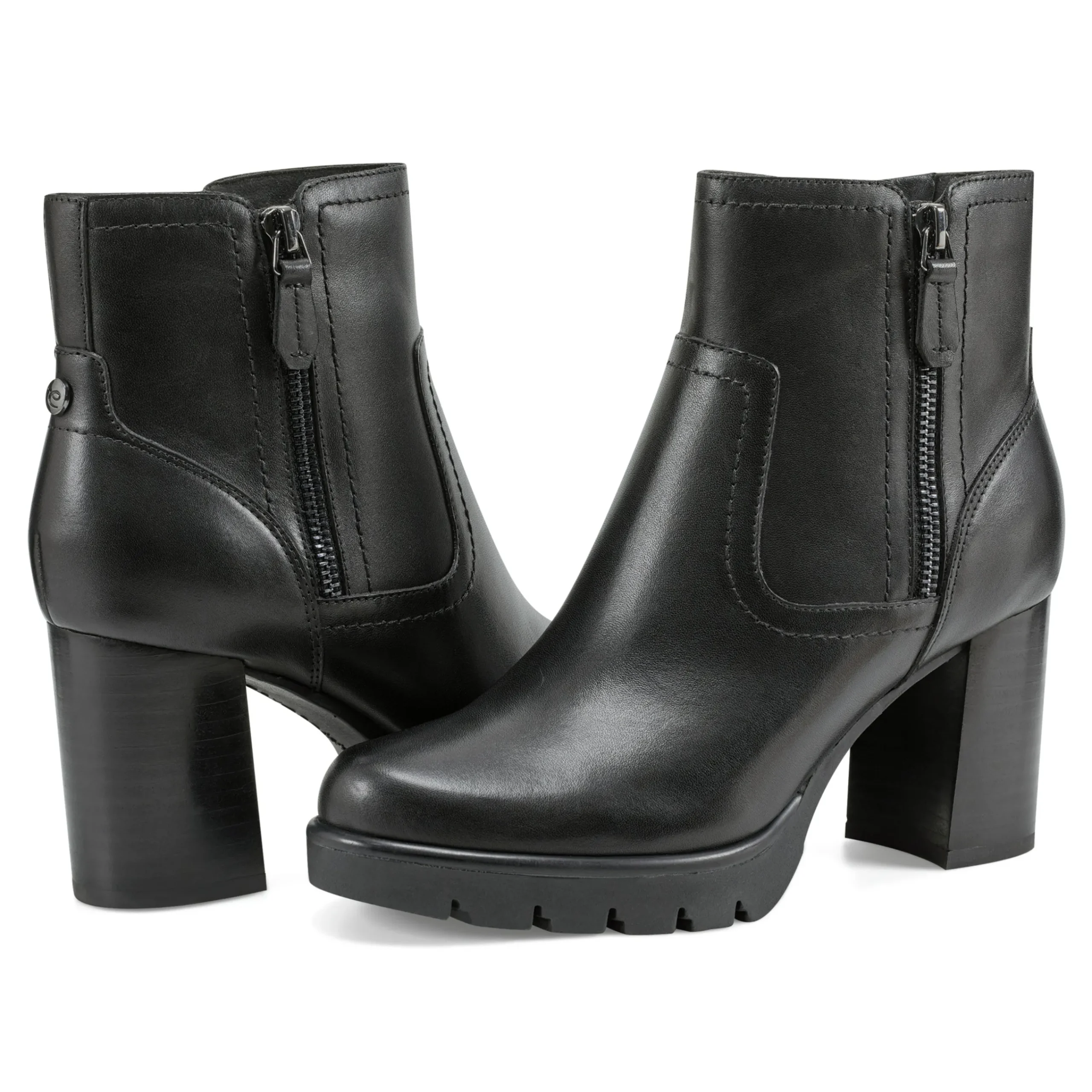 New Easy Spirit Camber Lug Sole Dress Booties BlackLeather