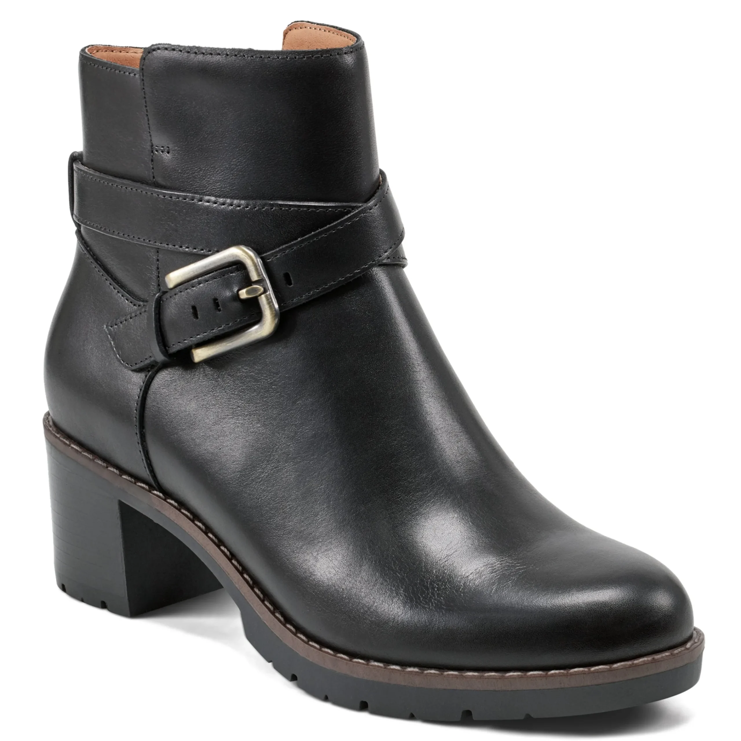 Easy Spirit Cantrell Block Heel Dress Booties BlackLeather