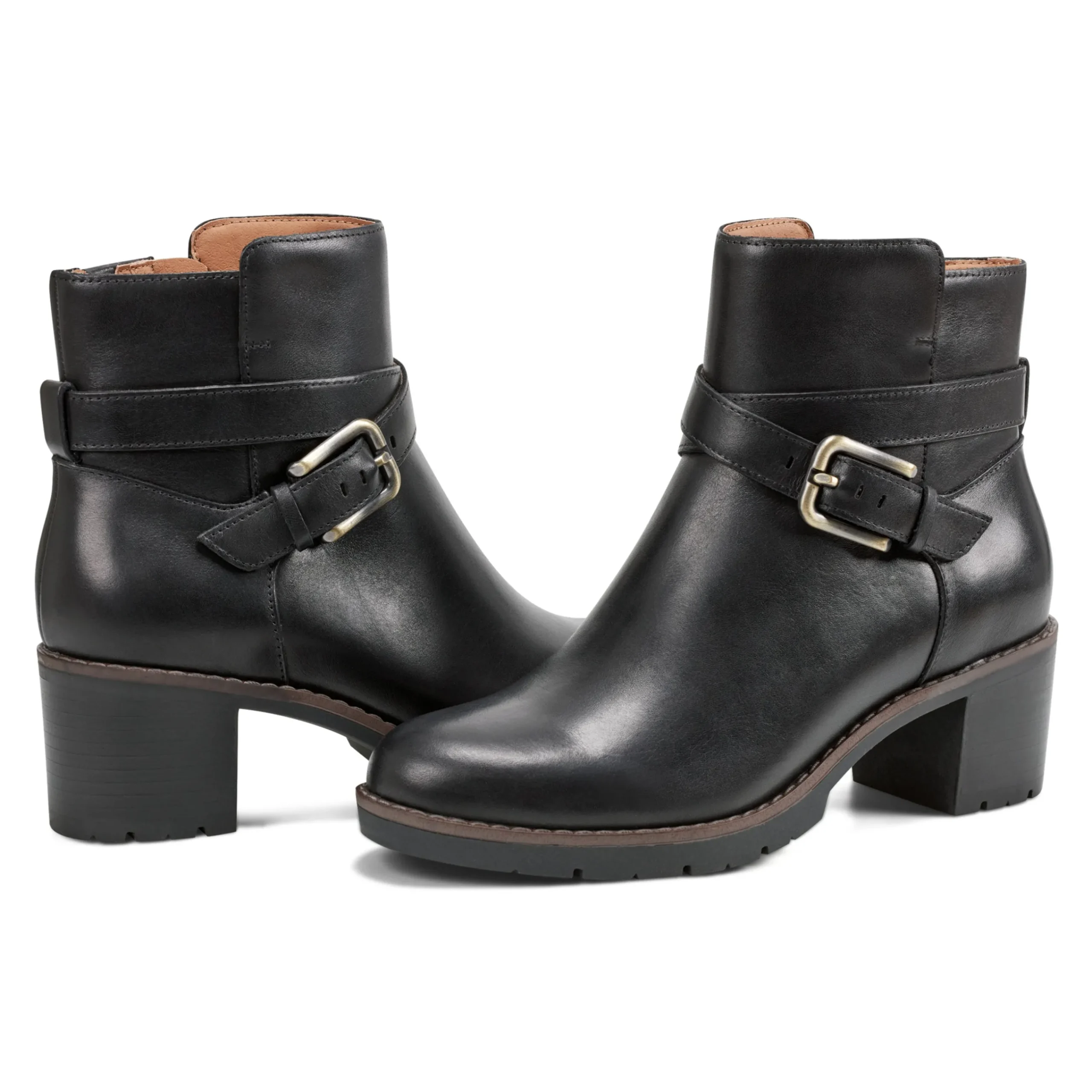 Easy Spirit Cantrell Block Heel Dress Booties BlackLeather