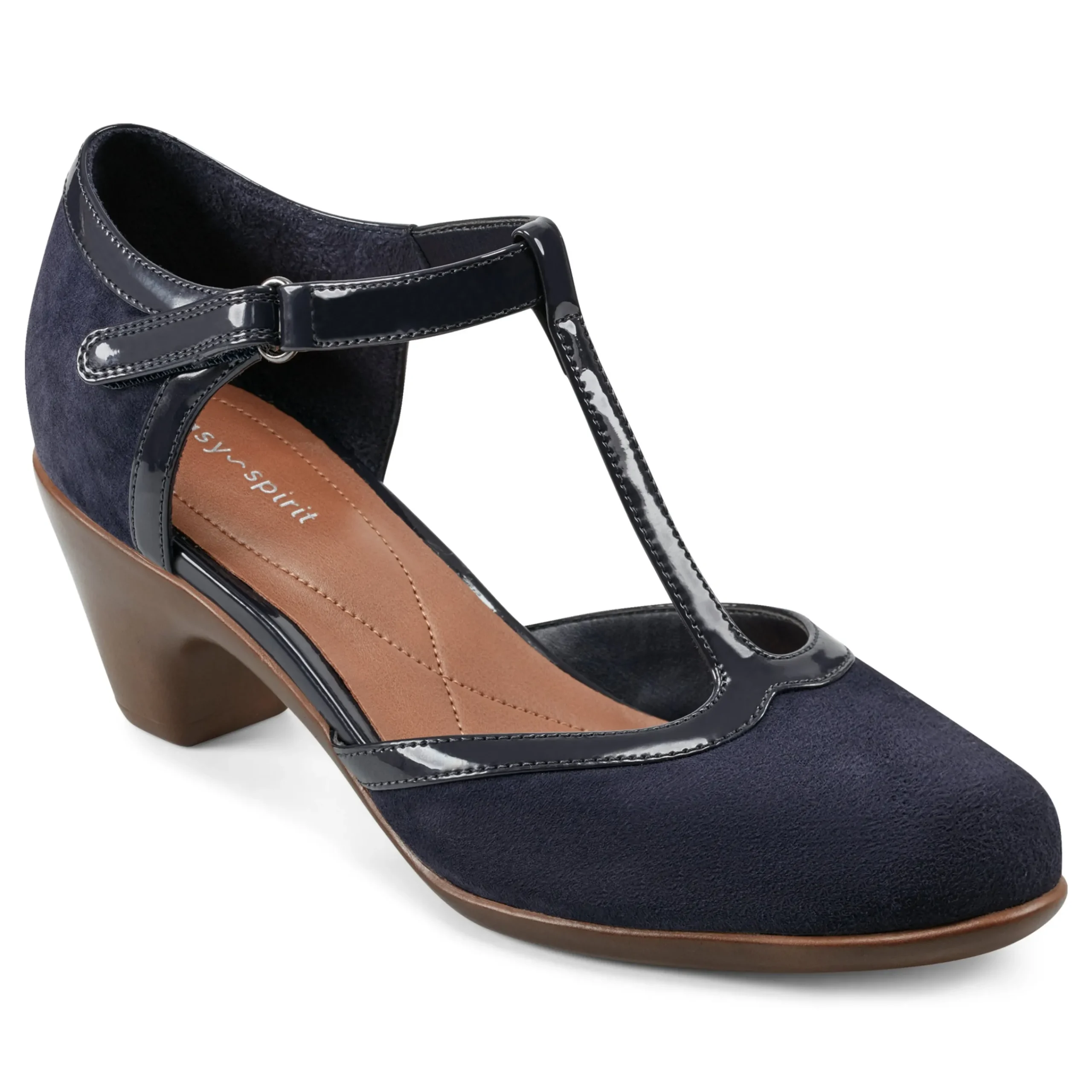 Discount Easy Spirit Cara T-Strap Heels DarkBlueSuede