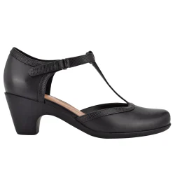 Discount Easy Spirit Cara T-Strap Heels BlackLeather