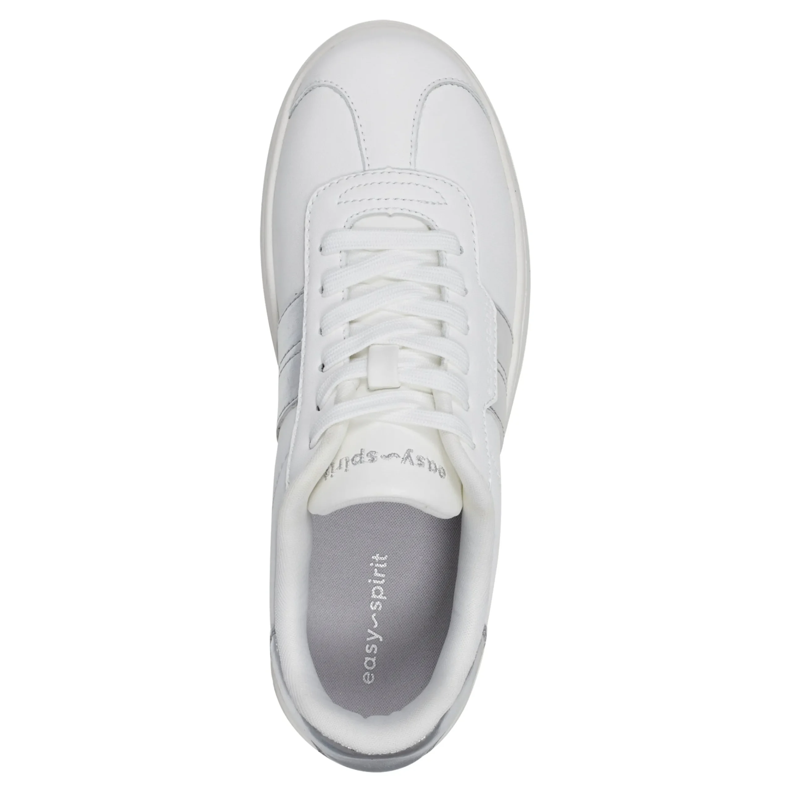 New Easy Spirit Caren Laceup Sneakers White/Silver