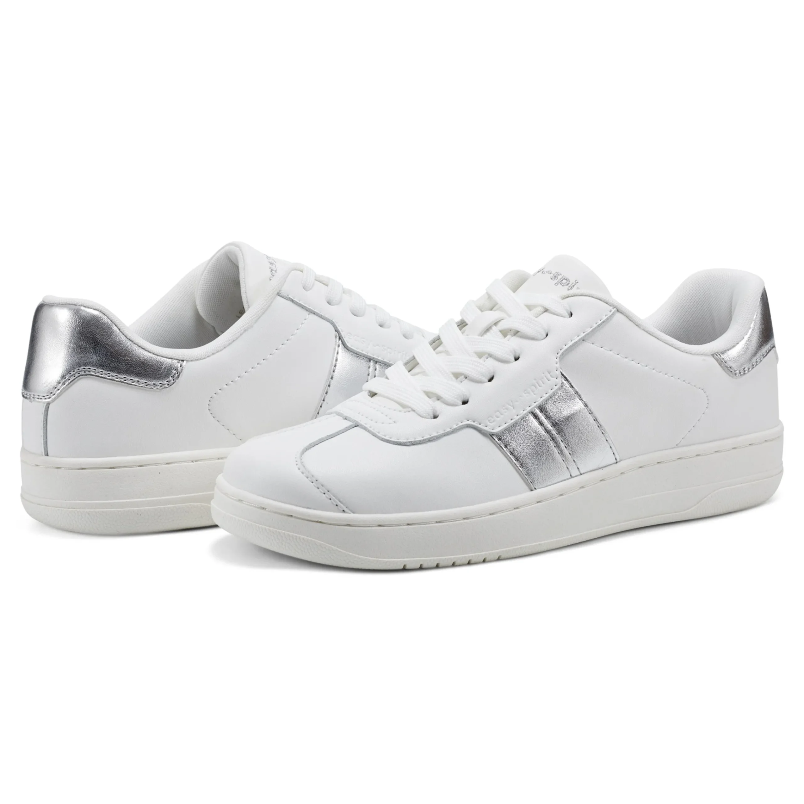 New Easy Spirit Caren Laceup Sneakers White/Silver