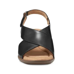 Clearance Easy Spirit Chantal Casual Heeled Sandals BlackLeather