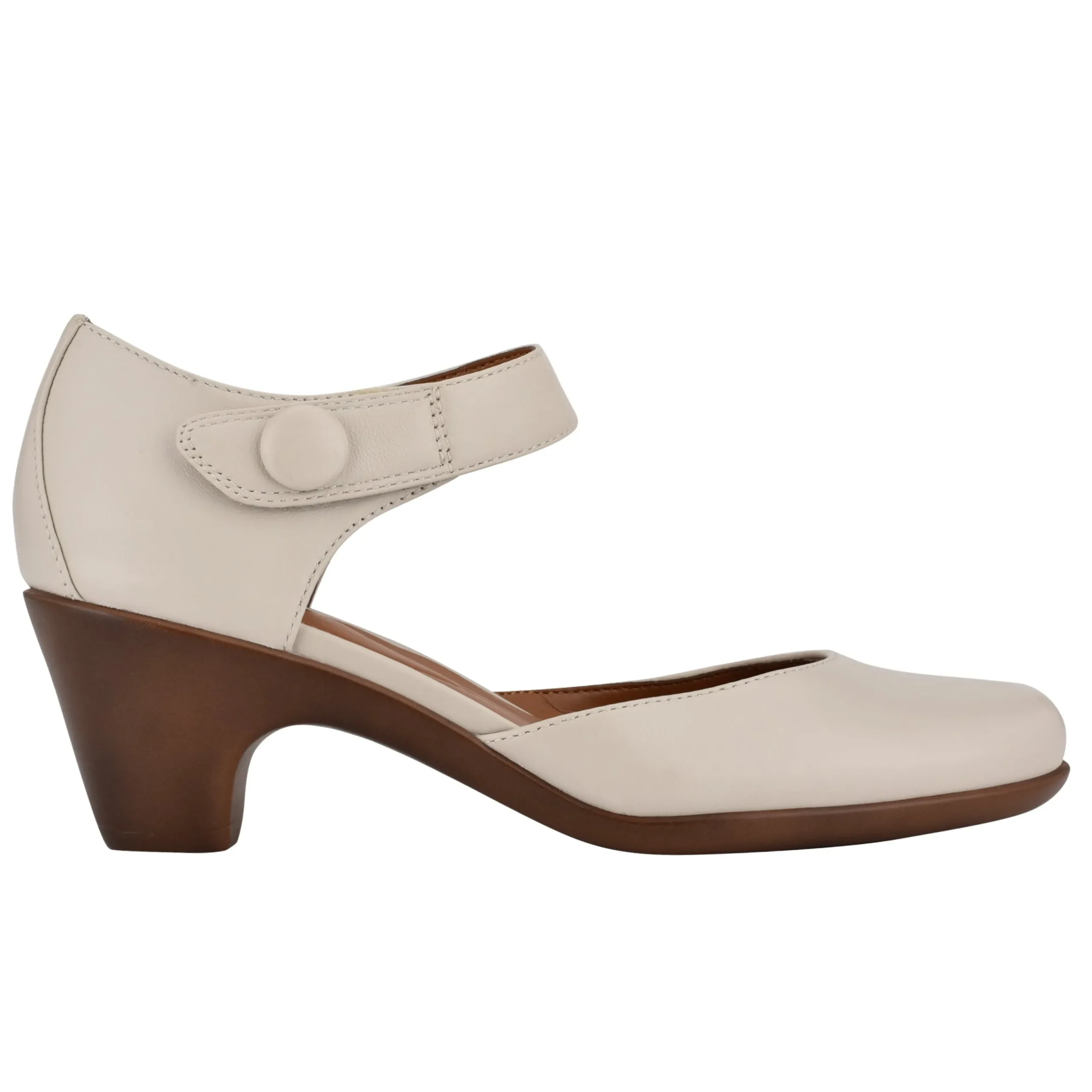 Discount Easy Spirit Clarice Mary Jane Heels IvoryLeather