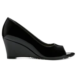Discount Easy Spirit Coleen Peep Toe Wedges Black