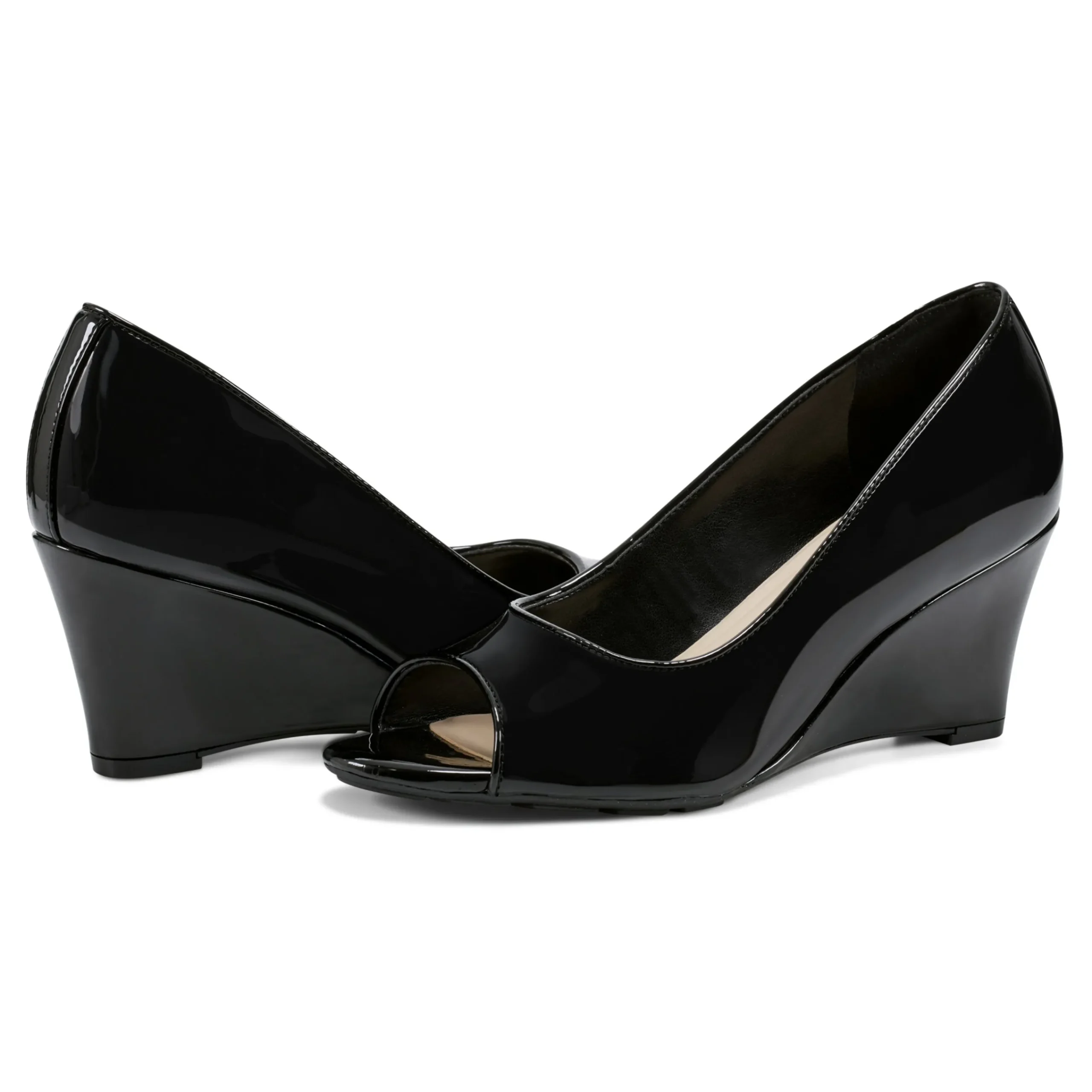 Discount Easy Spirit Coleen Peep Toe Wedges Black