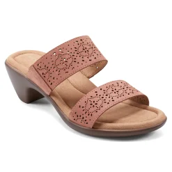 New Easy Spirit Crista Casual Slide Heeled Sandals RoseLeatherNubuck