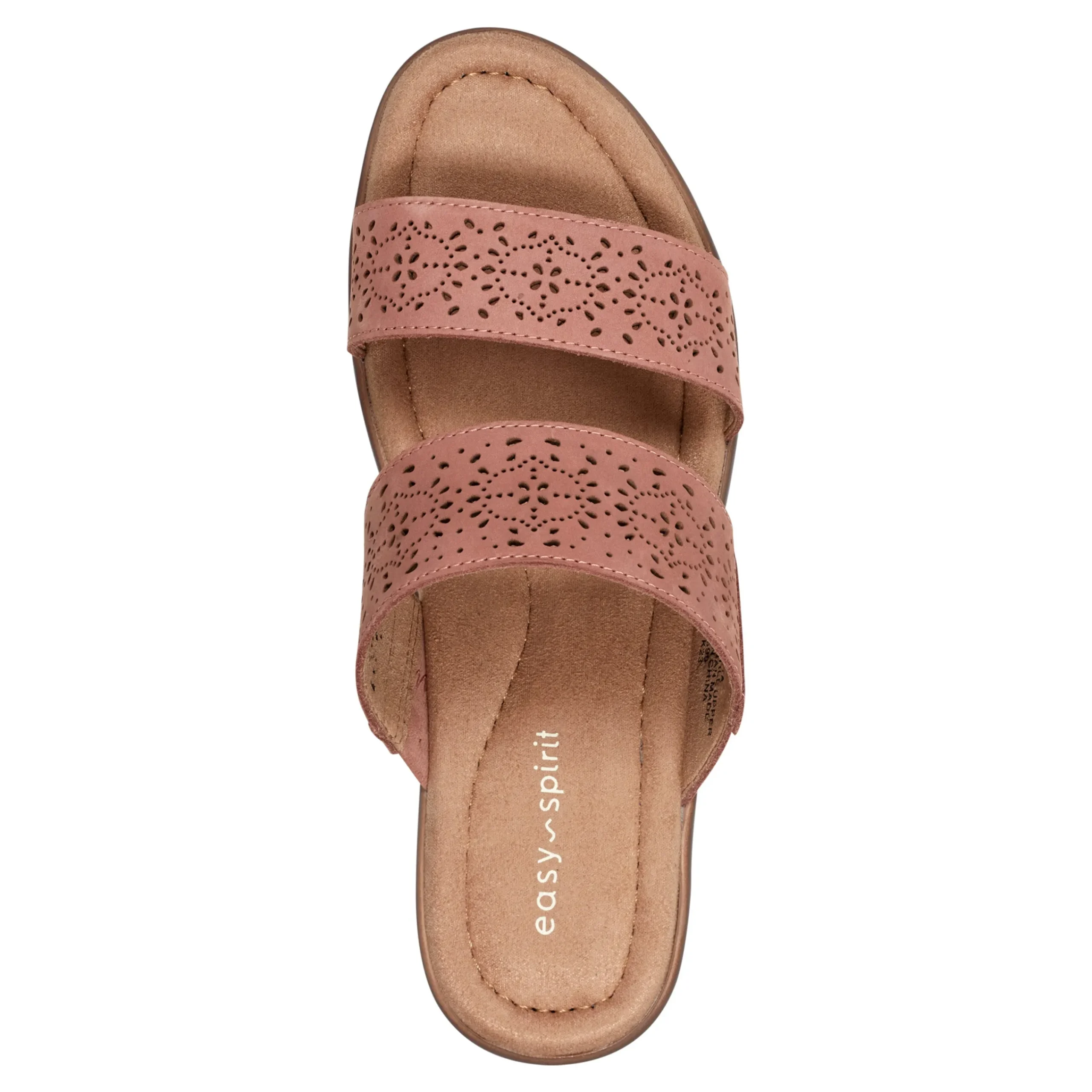 New Easy Spirit Crista Casual Slide Heeled Sandals RoseLeatherNubuck
