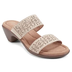 Sale Easy Spirit Crista Casual Slide Heeled Sandals NaturalLeatherNubuck