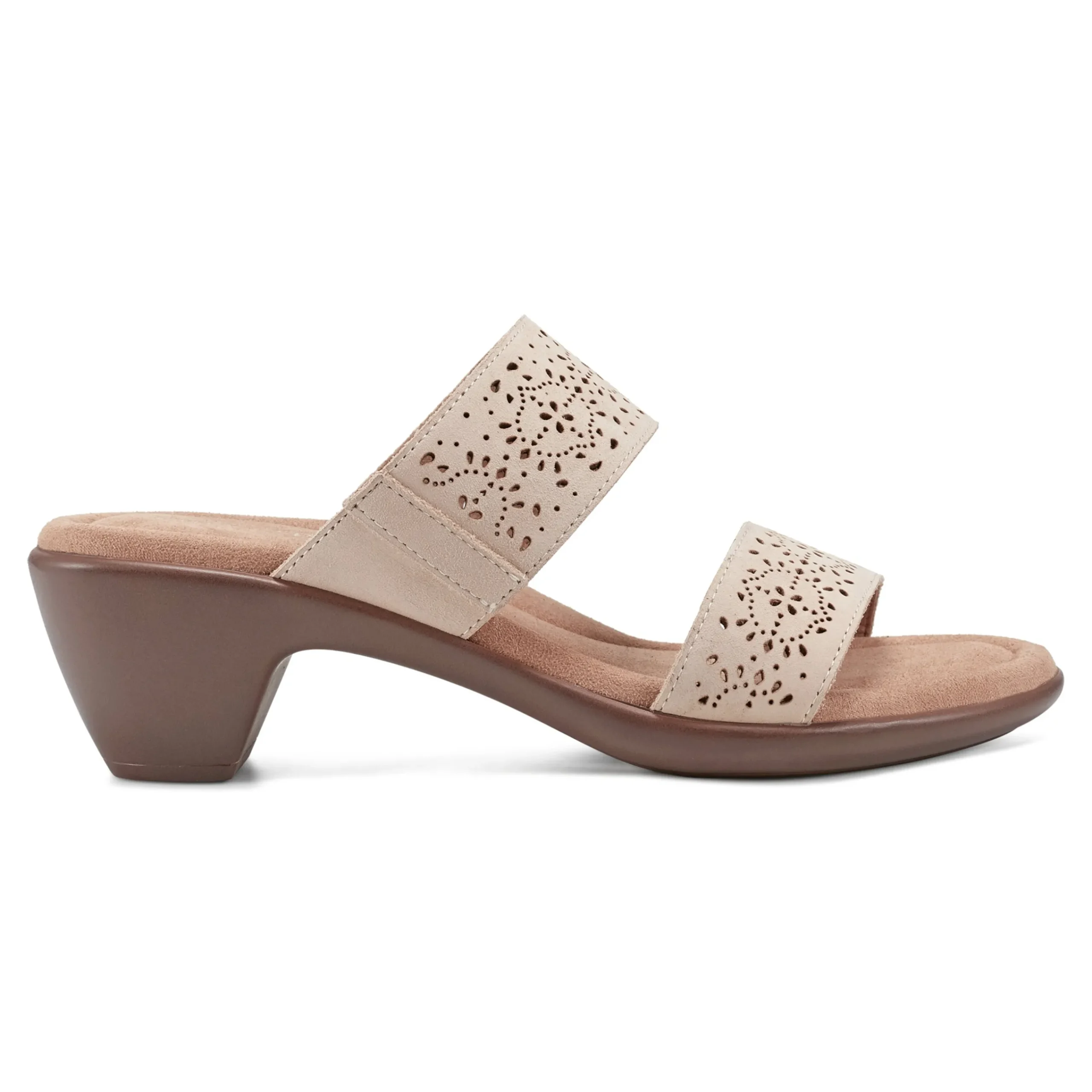 Sale Easy Spirit Crista Casual Slide Heeled Sandals NaturalLeatherNubuck