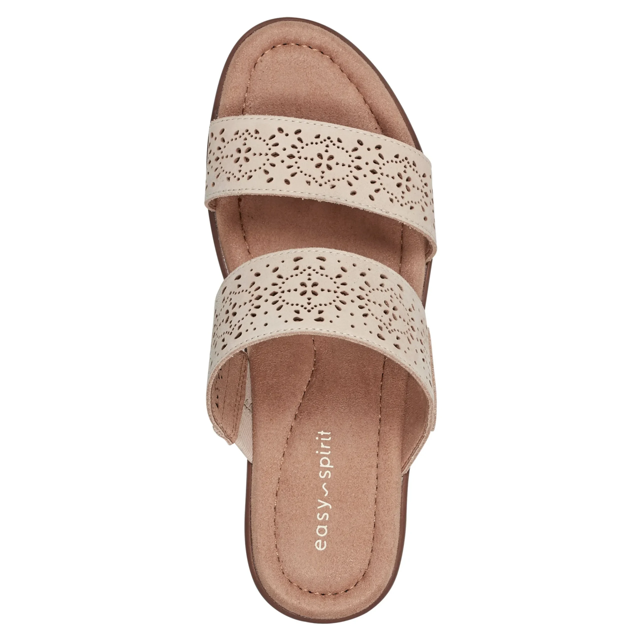 Sale Easy Spirit Crista Casual Slide Heeled Sandals NaturalLeatherNubuck