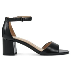 Sale Easy Spirit Daven Ankle Strap Heeled Sandals BlackLeather