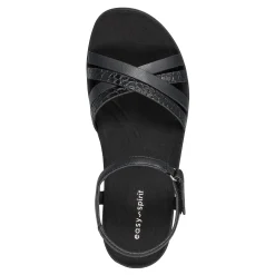 Hot Easy Spirit Dottle Flat Ankle Strap Sandals Black