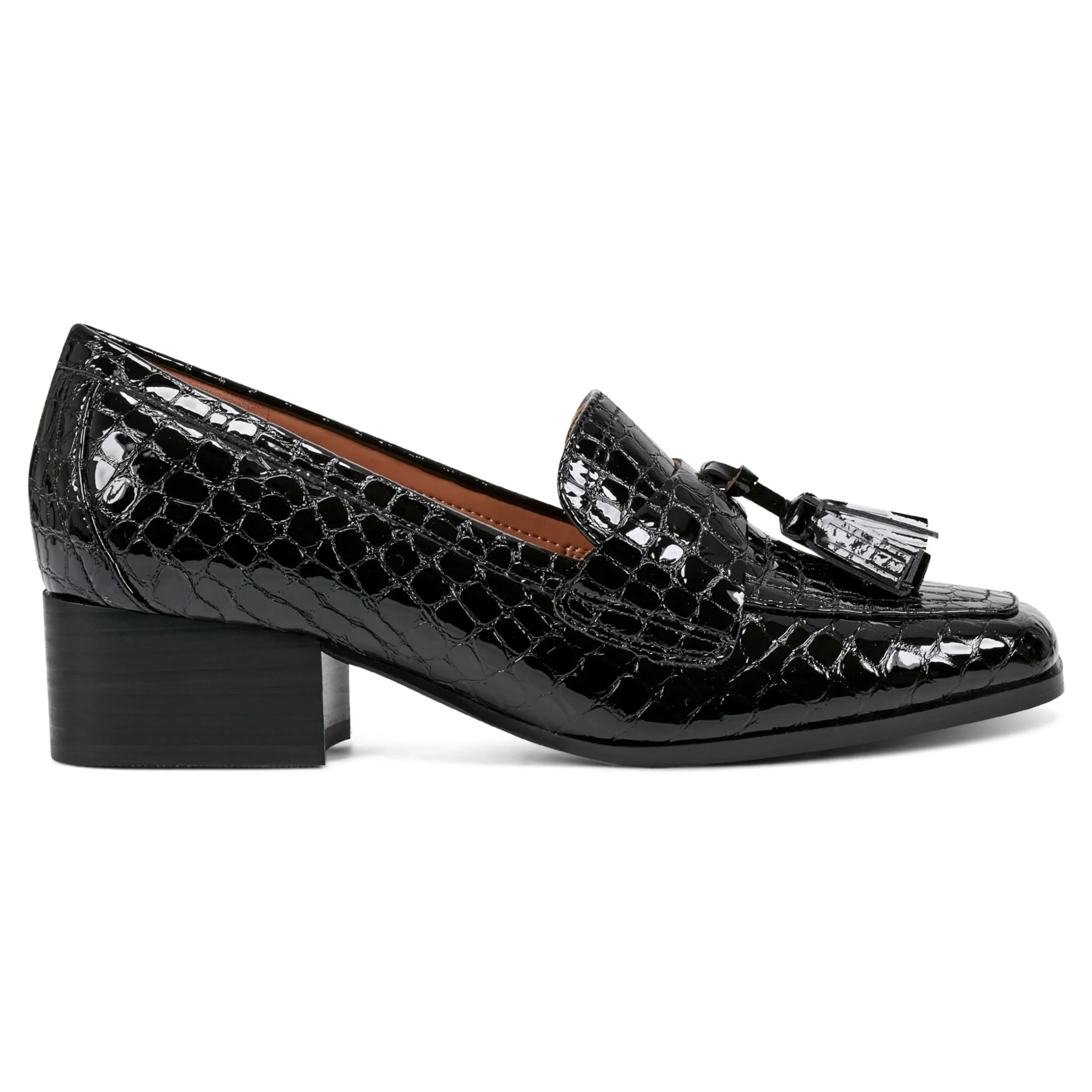 Discount Easy Spirit Drew Dress Loafers BlackPatentLeatherCroco