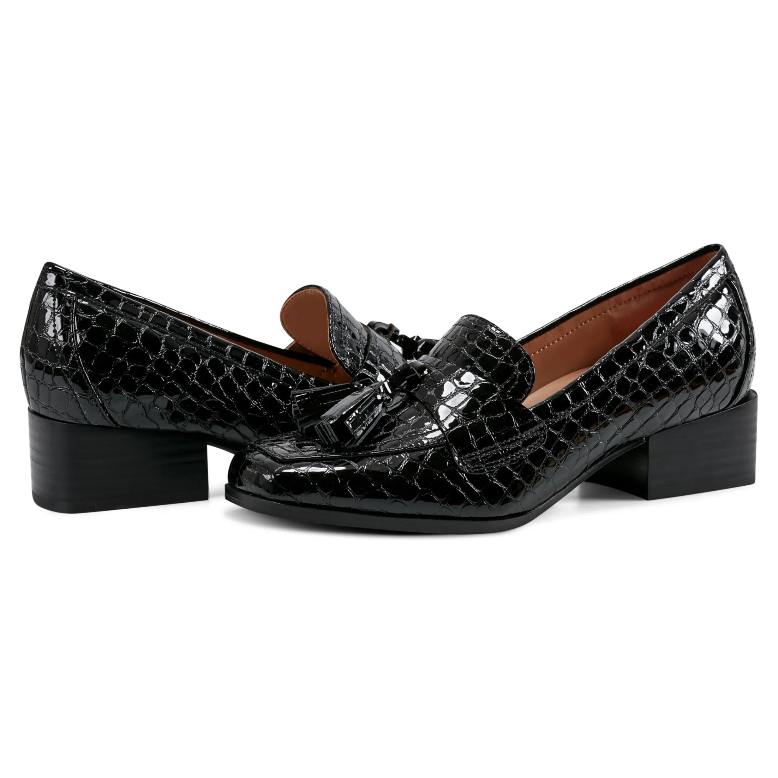 Discount Easy Spirit Drew Dress Loafers BlackPatentLeatherCroco