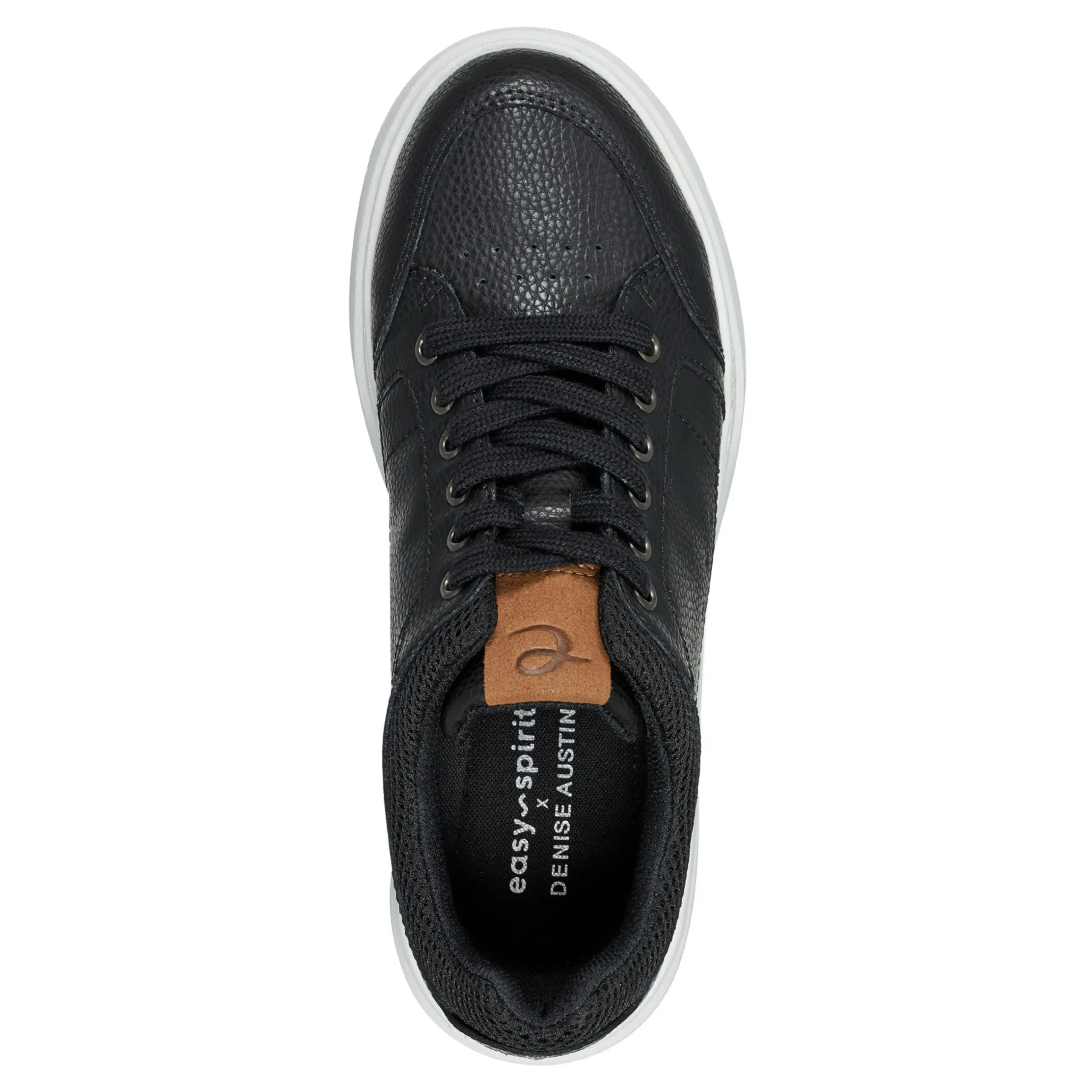 Discount Easy Spirit x Denise Austin Dilli Lace-up Court Sneakers BlackLeather
