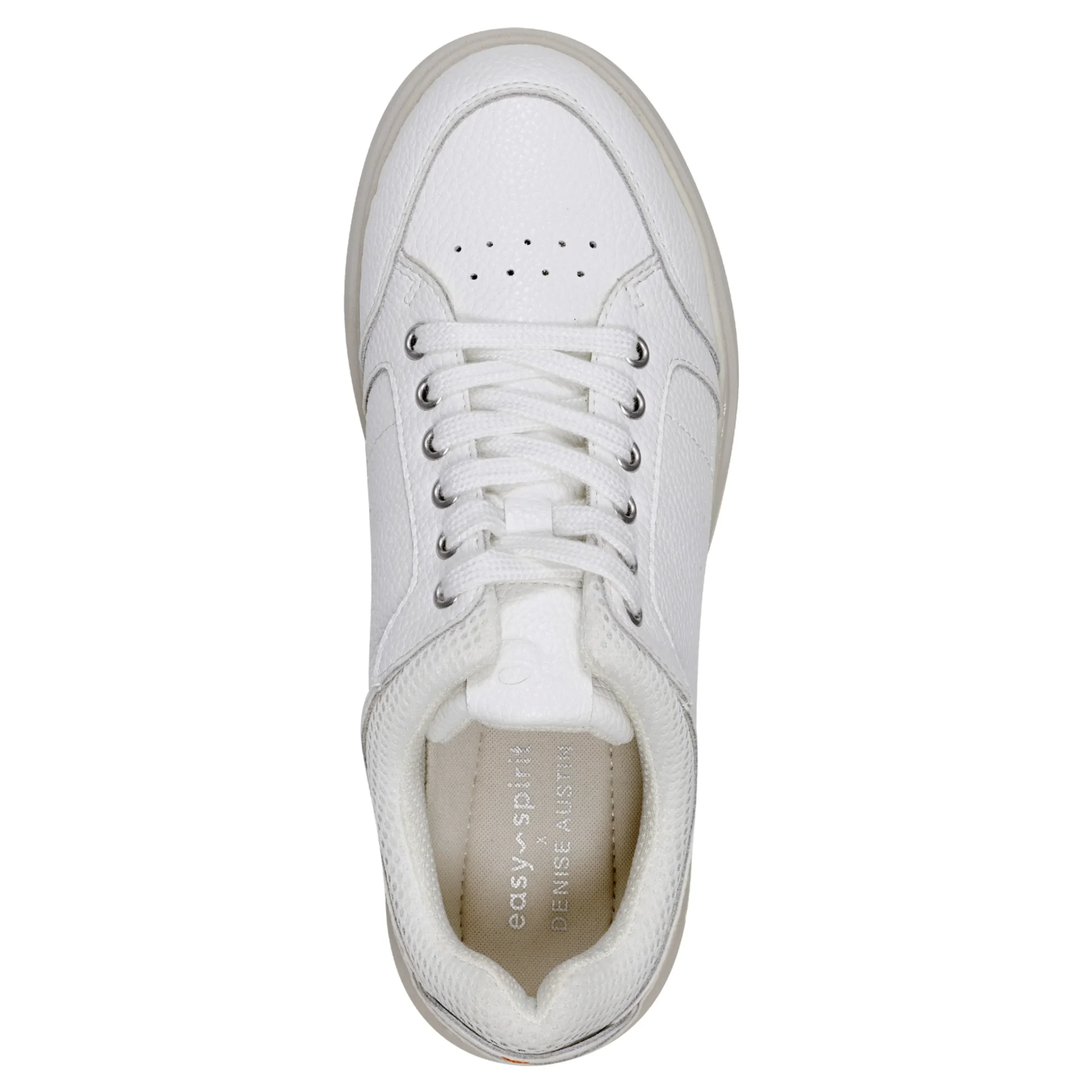 New Easy Spirit x Denise Austin Dilli Lace-up Court Sneakers WhiteLeatherNeutral