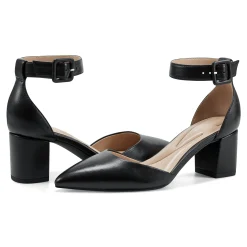 Clearance Easy Spirit Emila Ankle Strap Pumps BlackLeather