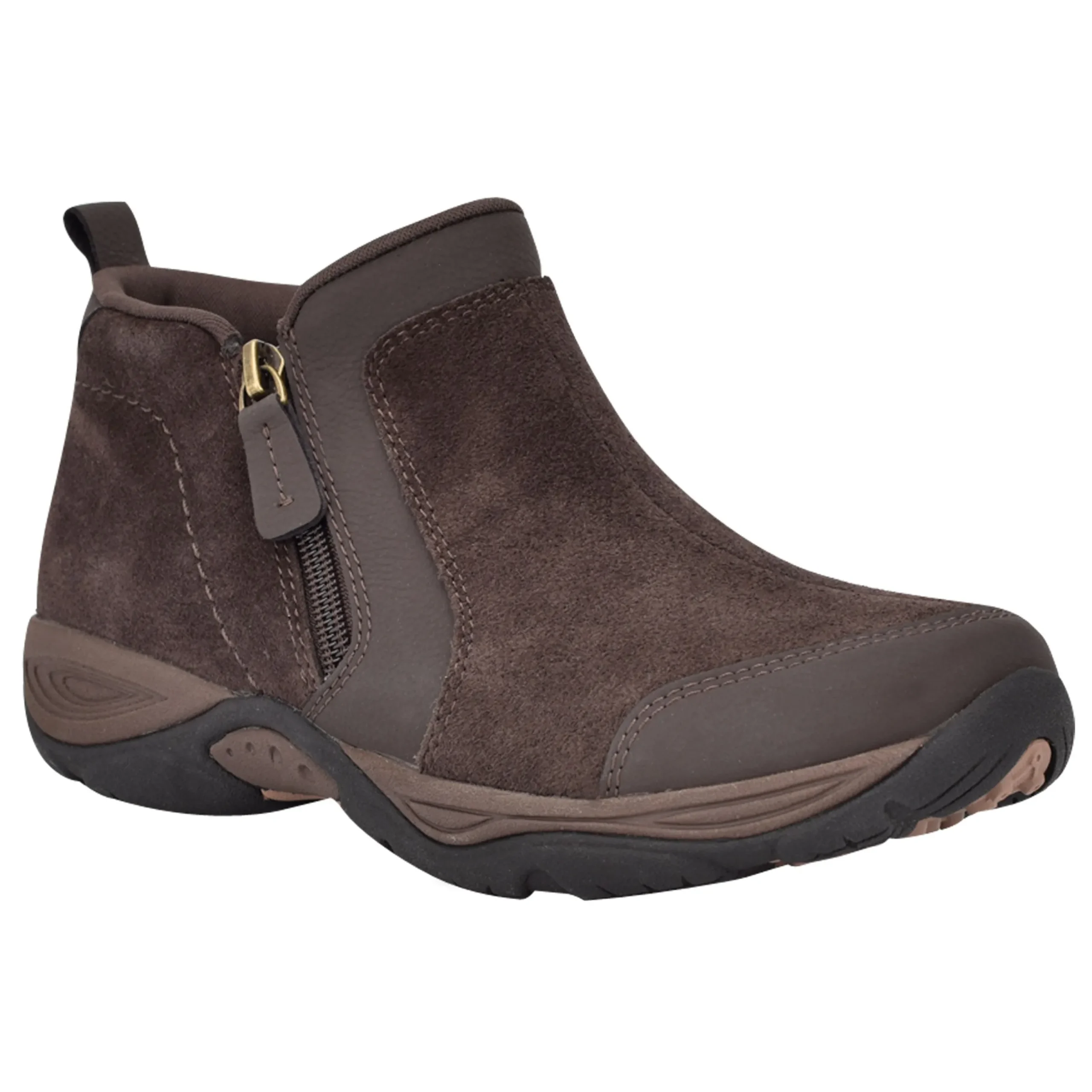New Easy Spirit Evony Casual Booties DarkBrownSuede