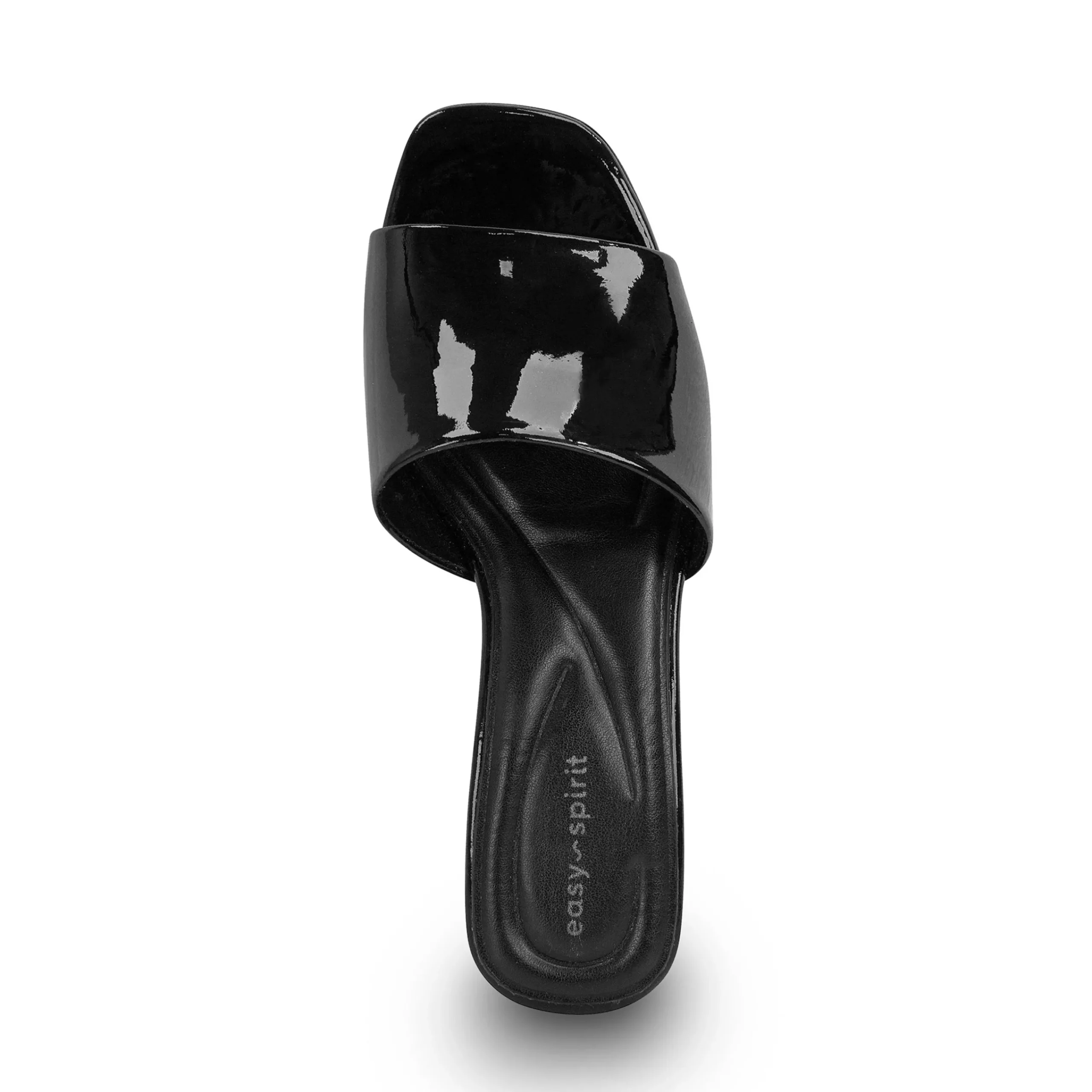 Hot Easy Spirit Fiora Block Heel Slide Sandals BlackPatent