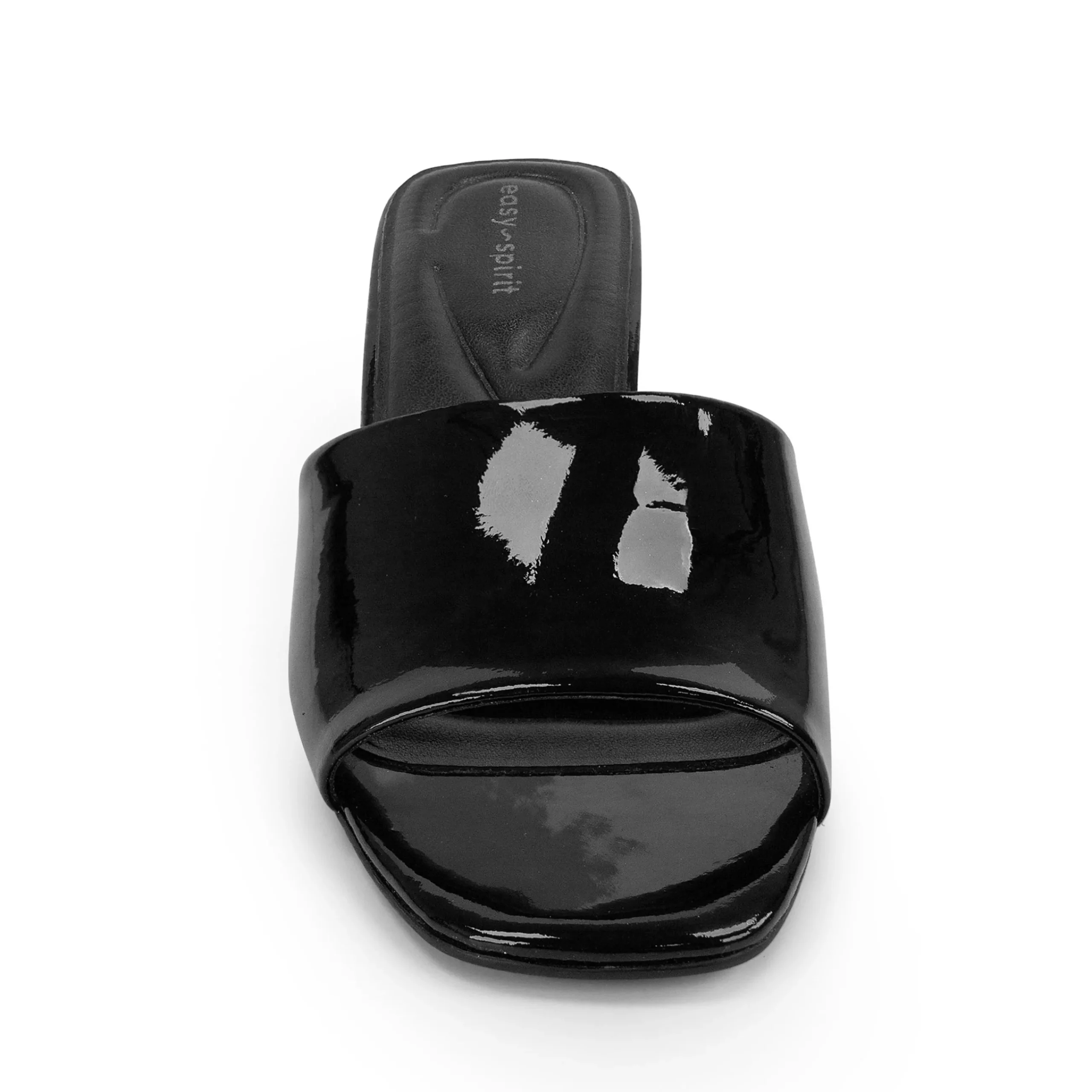 Hot Easy Spirit Fiora Block Heel Slide Sandals BlackPatent