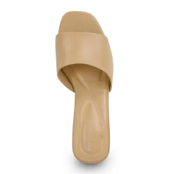 Outlet Easy Spirit Fiora Block Heel Slide Sandals NudeLeather