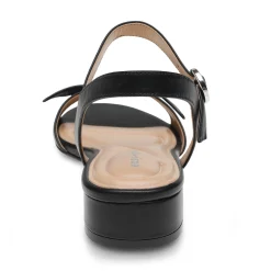 Hot Easy Spirit Ginova Block Heel Dress Sandals BlackLeather