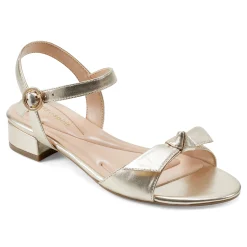 New Easy Spirit Ginova Block Heel Dress Sandals Gold