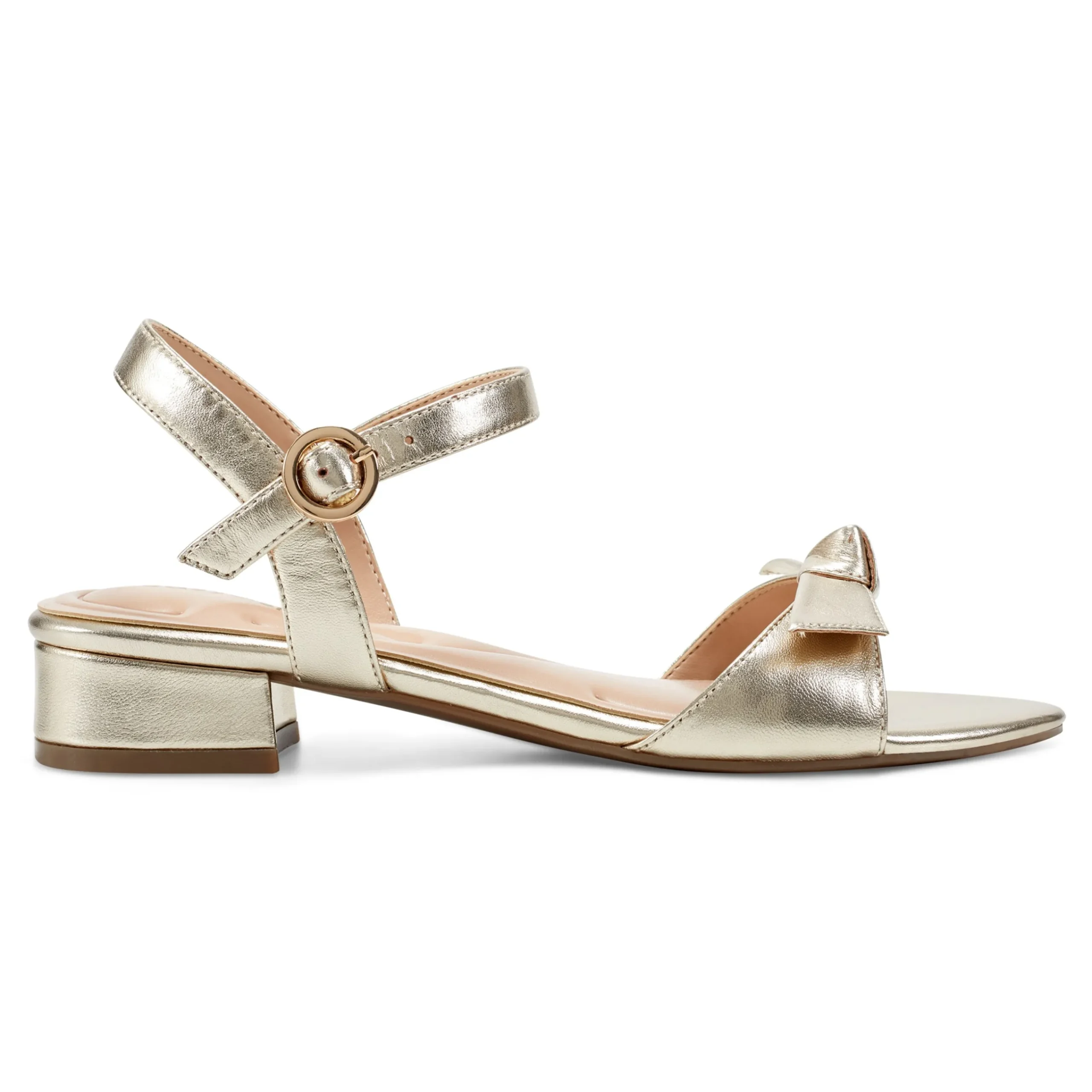New Easy Spirit Ginova Block Heel Dress Sandals Gold