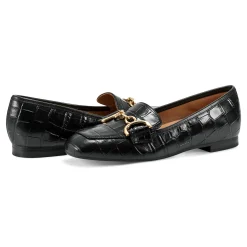 Outlet Easy Spirit Giselle Casual Loafers BlackCrocoPrint
