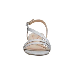 New Easy Spirit Glenni Block Heel Sandals SilverLeather