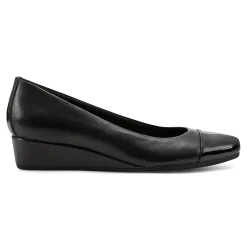 Discount Easy Spirit Gracey Wedge Heels BlackLeather/Patent