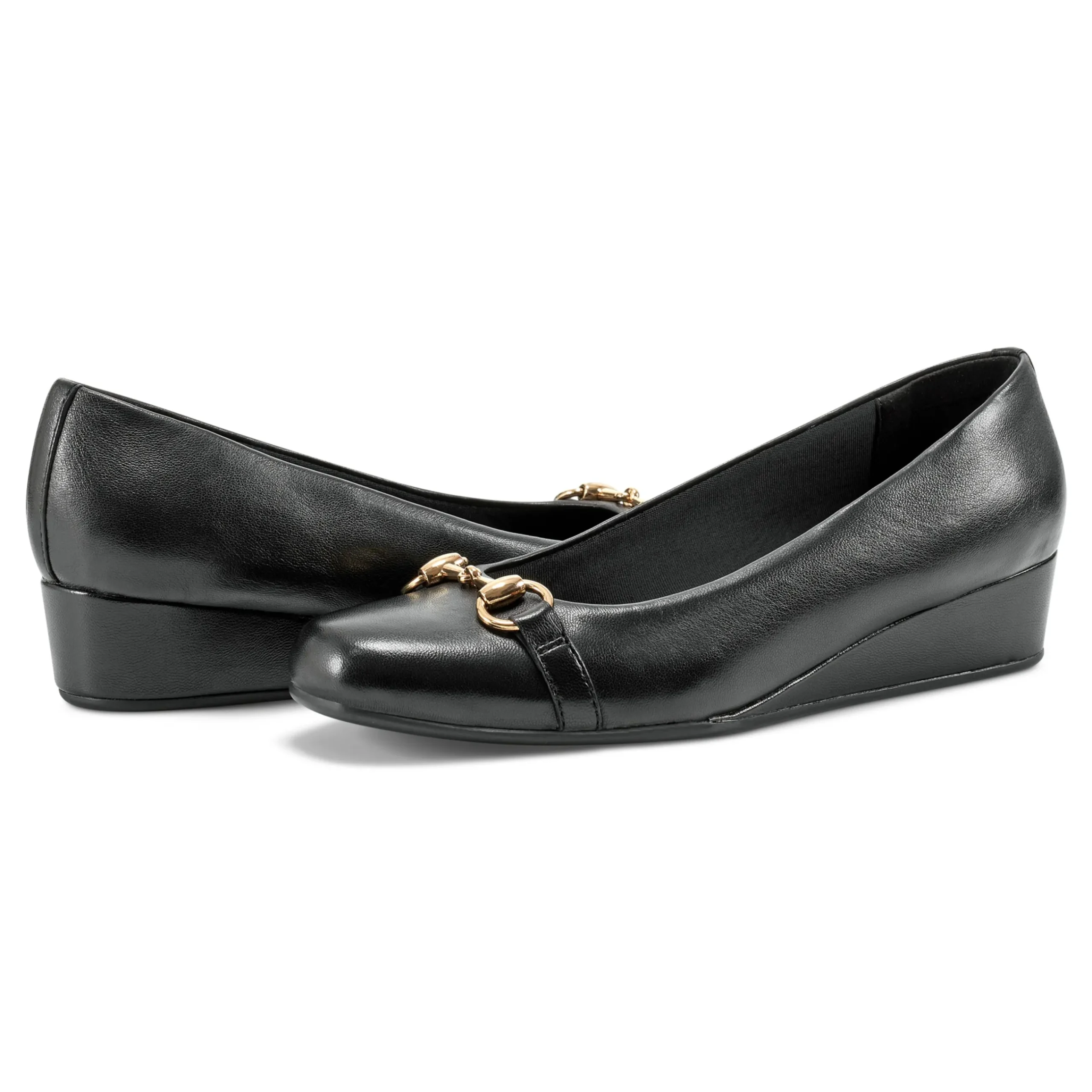 Hot Easy Spirit Guliana Wedge Heels BlackLeather