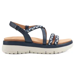 Discount Easy Spirit Ivani Platform Sandals NavyLeather