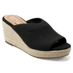 Hot Easy Spirit Jalen Espadrille Wedge Sandals Black